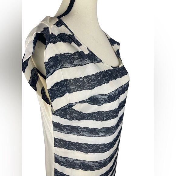 Express Women’s Dark Gray/White Striped Cotton Blend Short Sleeve Tee Size: S - Picture 2 of 6